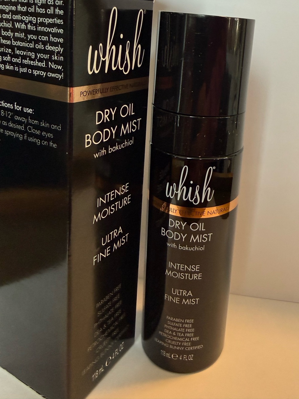 Whish Dry Oil Body Mist with Bakuchiol — Intense Moisture (Black) 4 Oz. NEW!